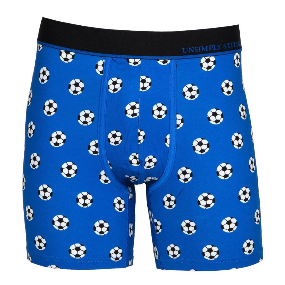 Boxer Briefs Soccer Balls Simply Unstitched Blue
